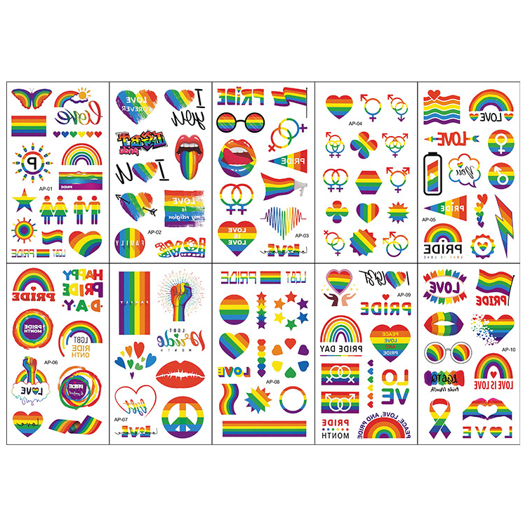 แทคทูสีรุ้ง 68 x 120 mm แทคทู สีรุ้ง ล้างออกได้  Rainbow PRIDE LGBT LGBTQ LGBTQATemporary Tattoo Eas