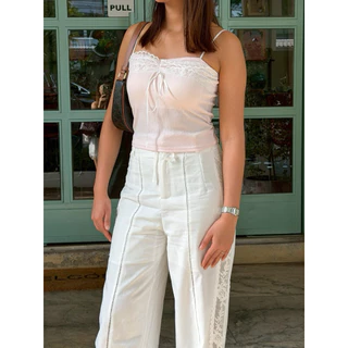 creamy mood pants กางเกงฉลุลูกไม้
