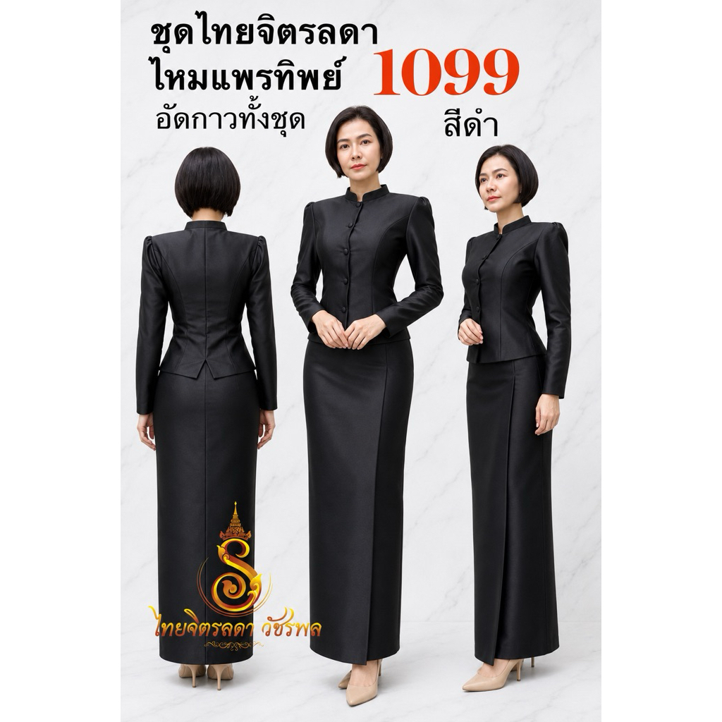 ชุดไทยจิตรลดา ไหมแพรทิพย์ อัดกาว ทั้งชุด