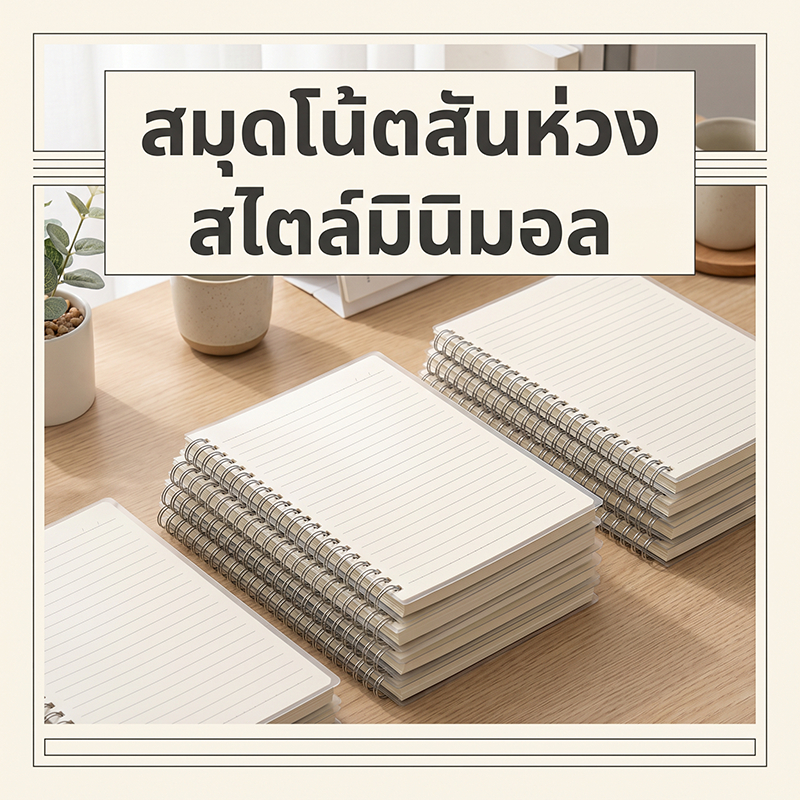สมุดโน้ตสันห่วง ขนาด B5 สไตล์มินิมอล กระดาษหนา 80 แผ่น ถนอมสายตา เขียนลื่น หมึกไม่ซึม กางได้ 360 องศา สำหรับนักเรียน นัก