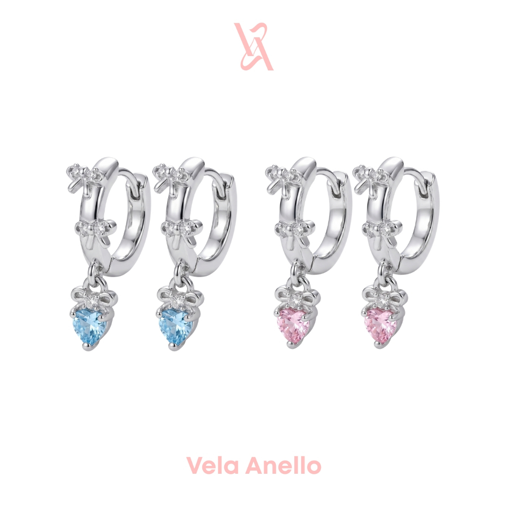 Vela Whispering Hearts stainless ต่างหูสแตนเลส ต่างหูเพชร ต่างหูห่วง เครื่องประดับออกงาน