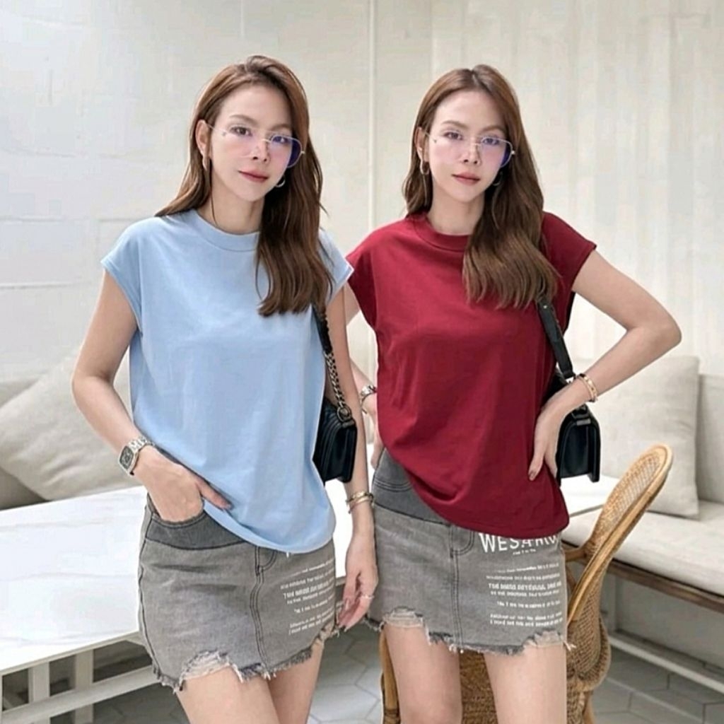 Deezy เสื้อยืดคอกลมแขนล้ำ ผ้าCottonPony