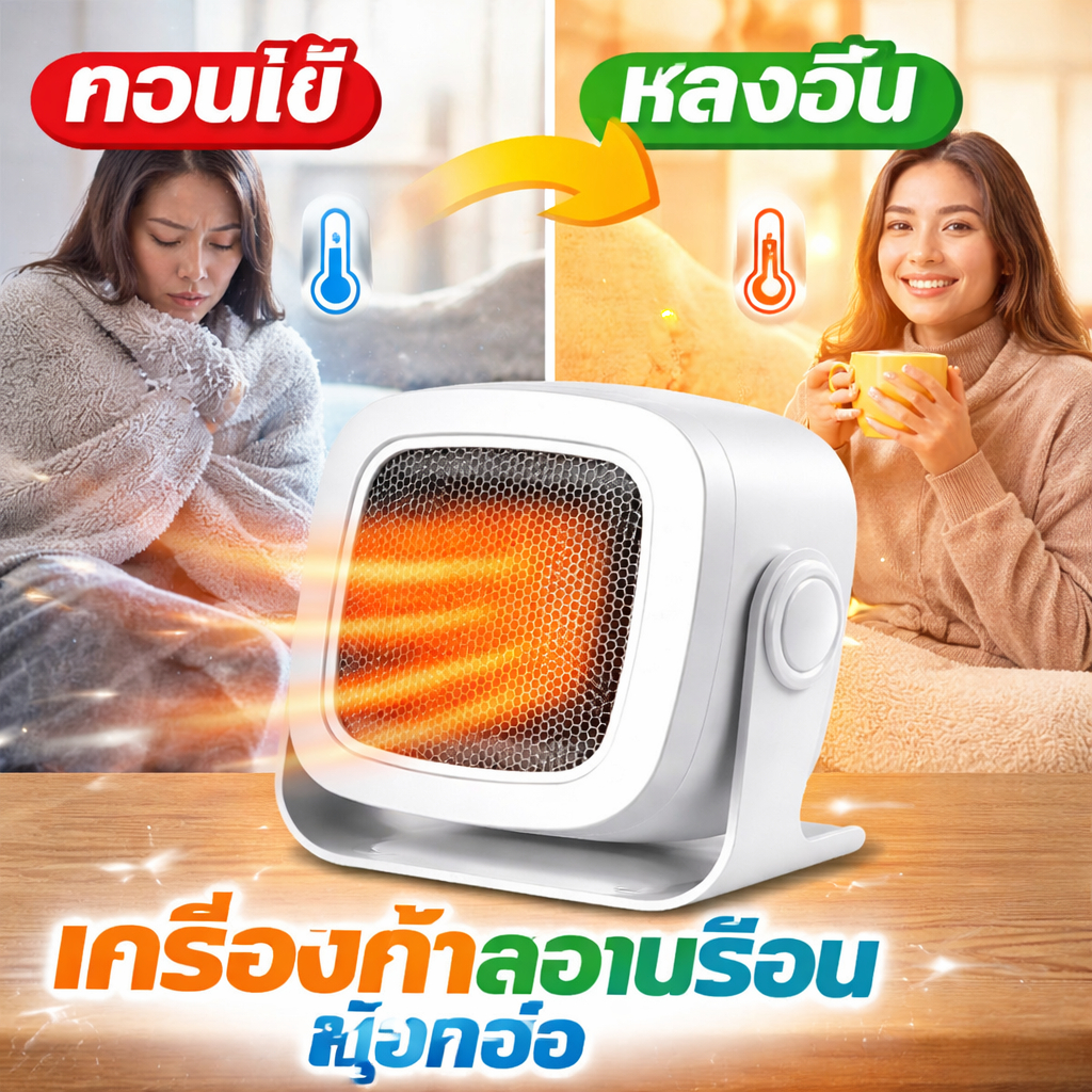เครื่องทำความร้อนไฟฟ้า 2000W พร้อมพัดลมไอร้อน