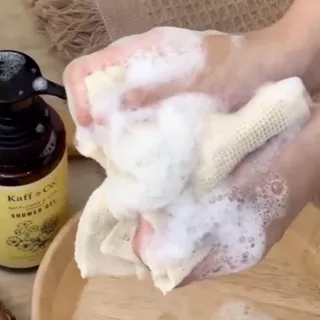 Kaff & Co. ผ้าขัดตัวเส้นใยธรรมชาติ Mesh Body Scrub Towel ผ้าใย Cotton 100% ไม่ผ่านการย้อมสี