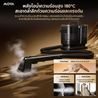 MOVA S10 เครื่องทำความสะอาดไอน้ำ 1500W แรงดันสูง พ่นไอน้ำร้อน 180°C ฆ่าเชื้อ 99.9% ขจัดคราบมัน คราบฝังลึก บ้าน ครัว โซฟา