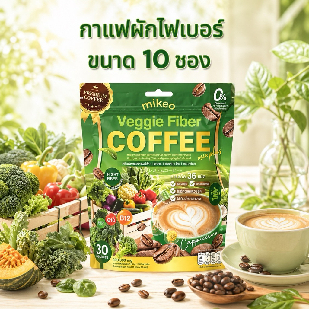 Mikeo Coffee กาแฟผักเพื่อสุขภาพ,กาแฟโสมตังกุยจับหอมอร่อยเข้มข้น บำรุงสุขภาพ
