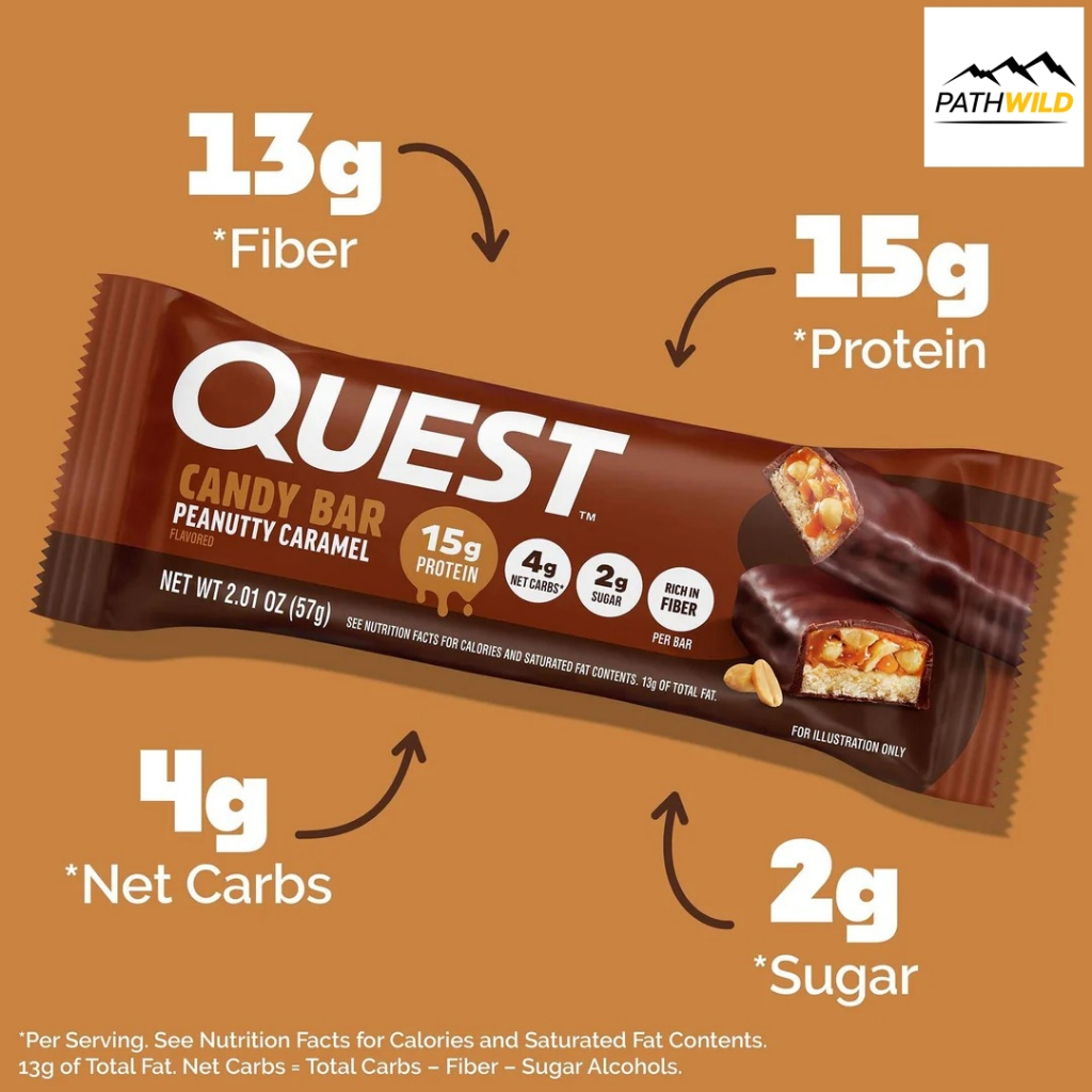Quest Candy Bar โปรตีนบาร์ โปรตีนสูง คาร์โบไฮเดรตต่ำ ปราศจากกลูเตน เป็นมิตรกับคีโต