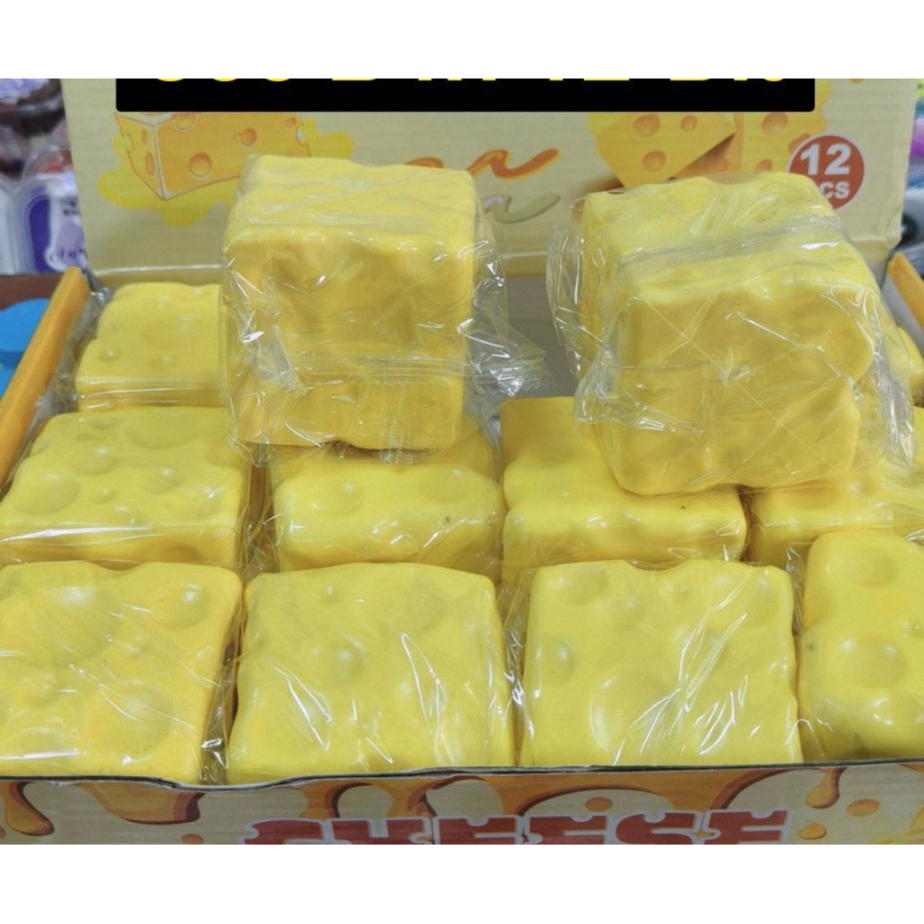 (ยกกล่อง12ชิ้น) สกุชชี่ชีส ชีสสี่เหลี่ยม สกุชชี่ คละสี ของเล่นเด็ก