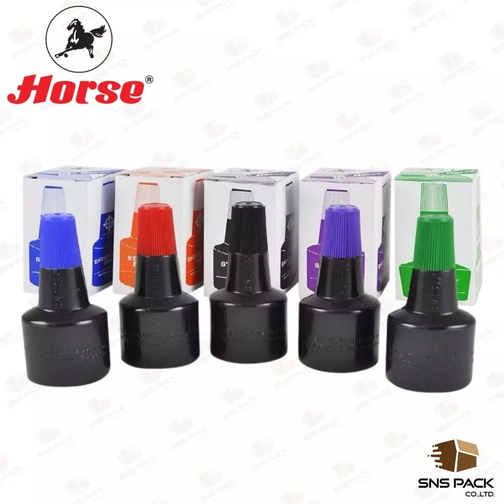 หมึกเติมแท่นประทับ Horse ตราม้า ไม่กันน้ำ 28 CC. (มีให้เลือก 5 สี)