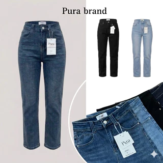 Pura:Code:PR005-PR006กางเกงยีนส์กระบอกเล็ก(ผ้ายืด)ผ้าทอตัวพรีเมี่ยม ทรงคลางเอวกลาสสิก ผ้านุ่มละงมุน