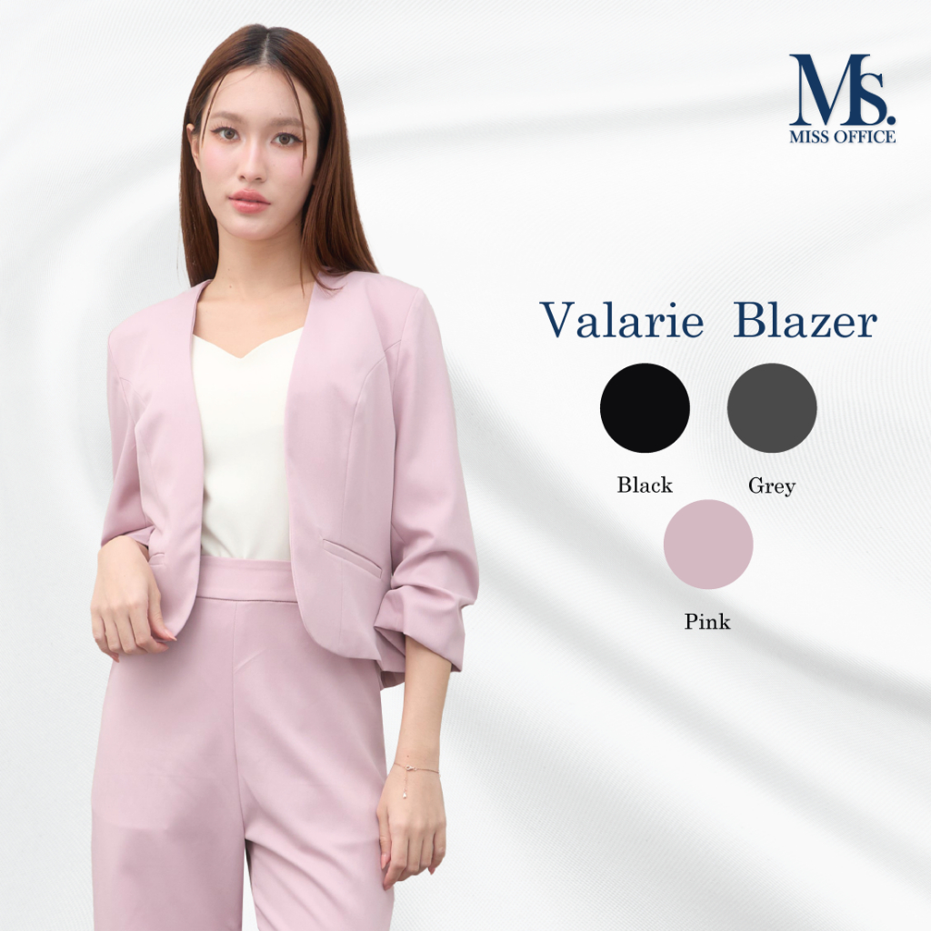 Miss Office เสื้อคลุมคอวีแขนย่น (Valarie Blazer) (MB-047)