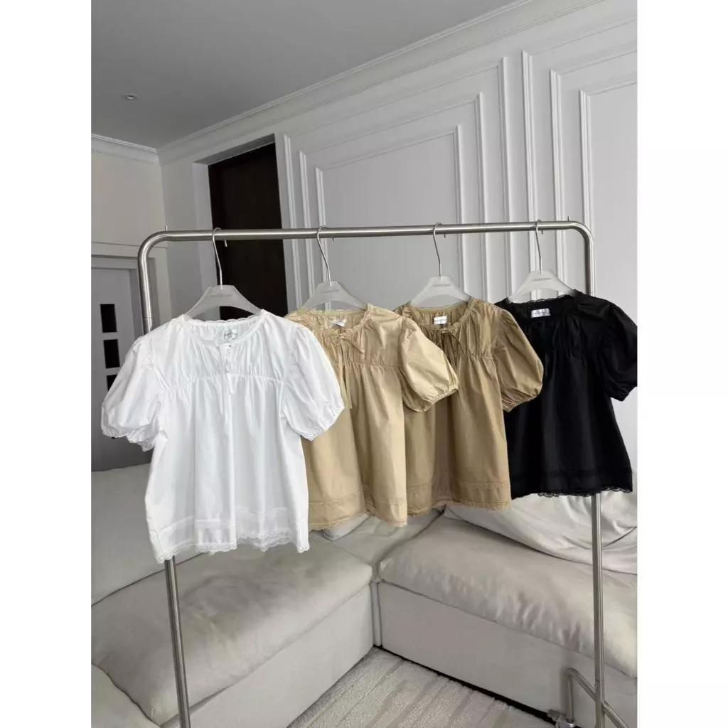 PT386 เสื้อแขนตุ๊กตาแต่งขอบลูกไม้ PROMTHONG