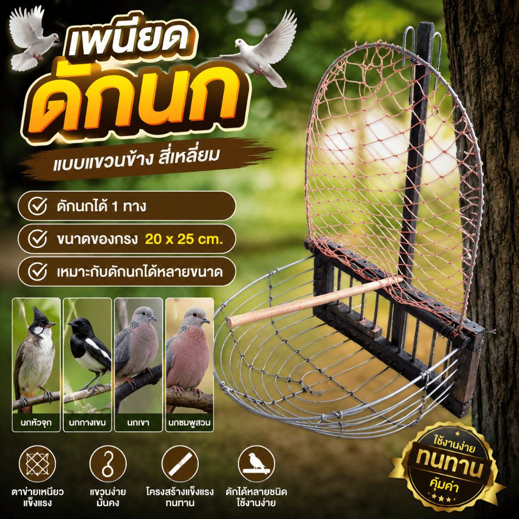 [ ของแท้ ] เพนียด เพนียดดักนก แบบแขวนข้าง สี่เหลี่ยม เหมาะสำหรับดักนกได้หลายขนาด bird trap
