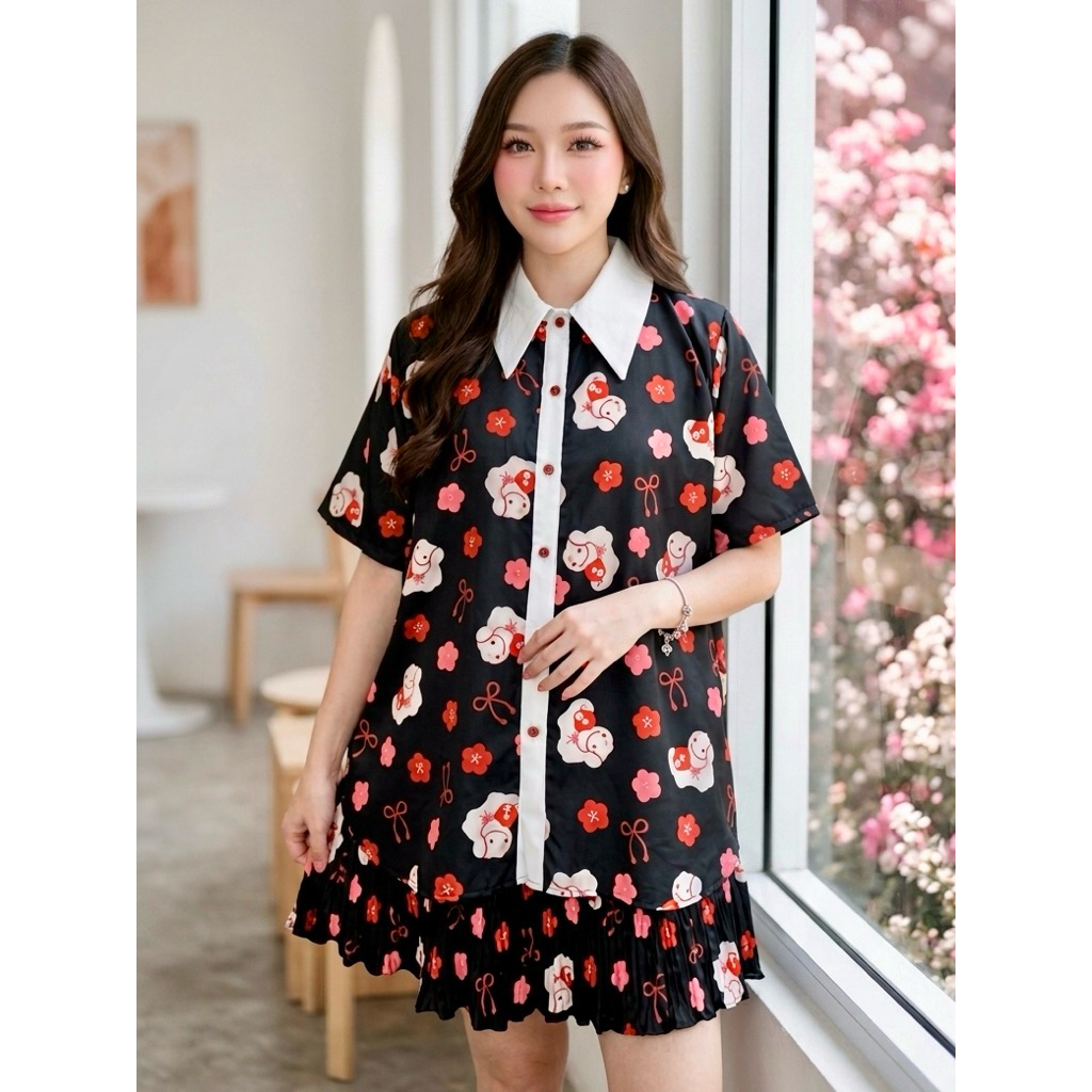 YUKI set ชุดเซตเสื้ออก50”+ กระโปรงพลีท