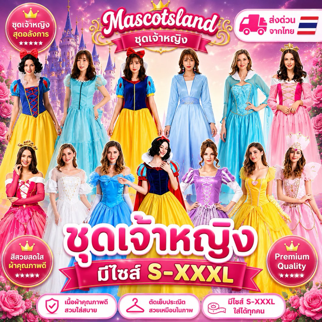 ชุดเจ้าหญิงไซส์ใหญ่👉มีพร้อมตั้งแต่ไซส์Sส่งถึงไซส์XXXL 💥