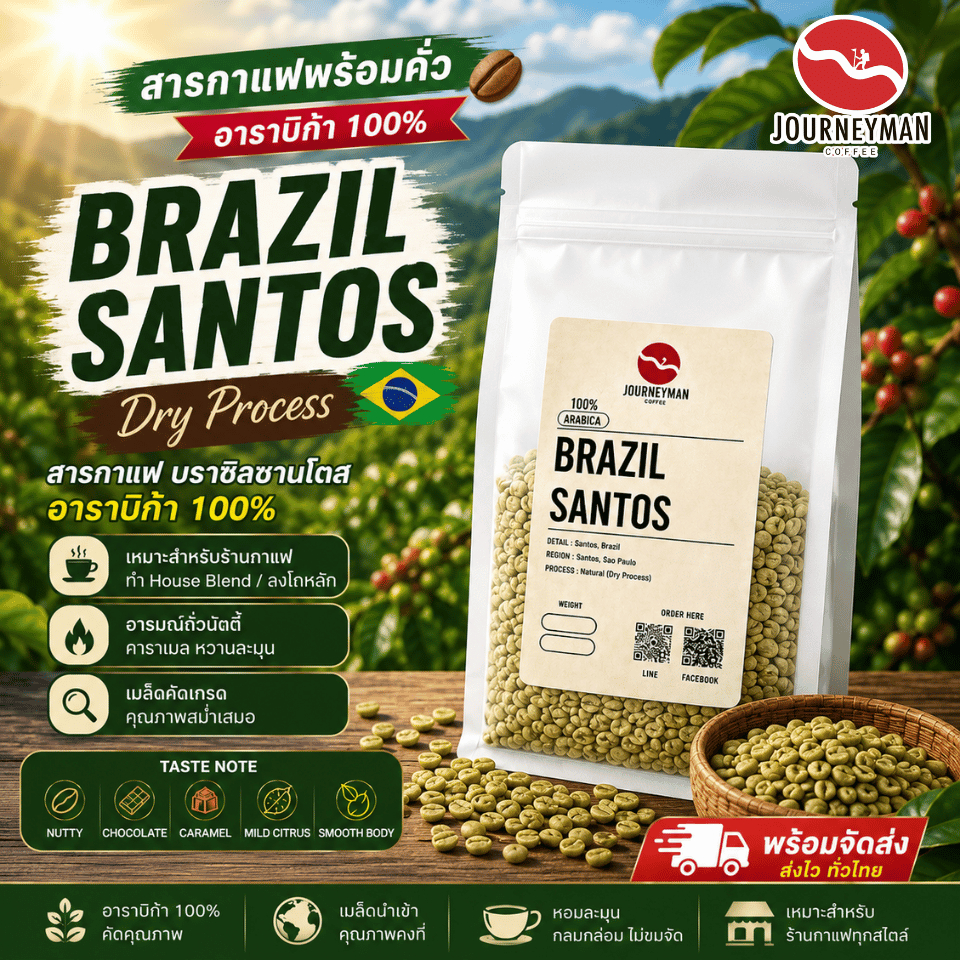สารกาแฟ บราซิลซานโตส Brazil Santos 1กิโล ✅อาราบิก้า100%✅