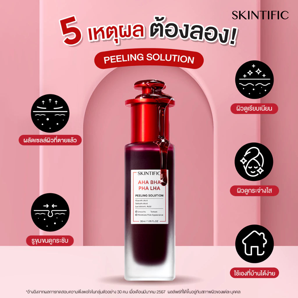 SKINTIFIC AHA BHA PHA LHA Peeling Solution serum essence | เซรั่มลดการเกิดสิว กระชับรูขุมขน ลดความมัน ผิวแลดูกระจ่างใส thumbnail 7