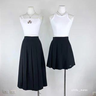 LITTLE KOREA - รุ่น Plus จีบใหญ่ (2 ความยาว) ยาว 18” และ 30.5” XS-4XL เอว 22” ถึง 38” กระโปรงเทนนิส ซับในกระโปรง