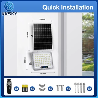 KKSKY ไฟโซล่าเซลล์ 500000W สว่างอัตโนมัติเมื่อฟ้ามืด กันน้ำ ป้องกันฟ้าผ่า solar lights LED สปอร์ตไลท์ IP68 พร้อมรีโมท