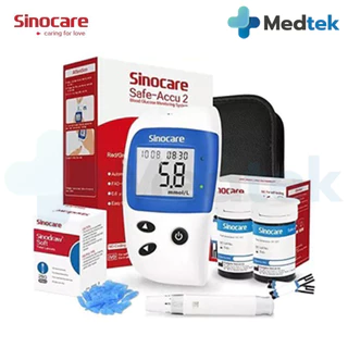 รุ่น2👍 ชุดตรวจน้ำตาลในเลือด Sinocare Safe Accu2 แผ่นตรวจน้ำตาลในเลือด เข็มเจาะเลือด ซิโนแคร์ ตรวจเบาหวาน ตรวจน้ำตาล
