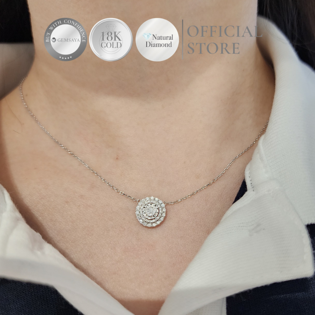 GEMSAYA สร้อยคอเพชร เรือน18K เพชรแท้น้ำ99 VVS