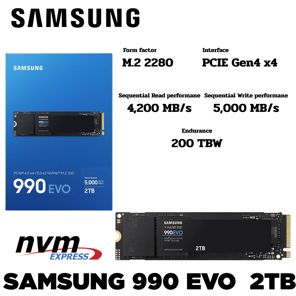 M.2 2 TB SSD (เอสเอสดี) SAMSUNG 990 EVO M.2 2TB