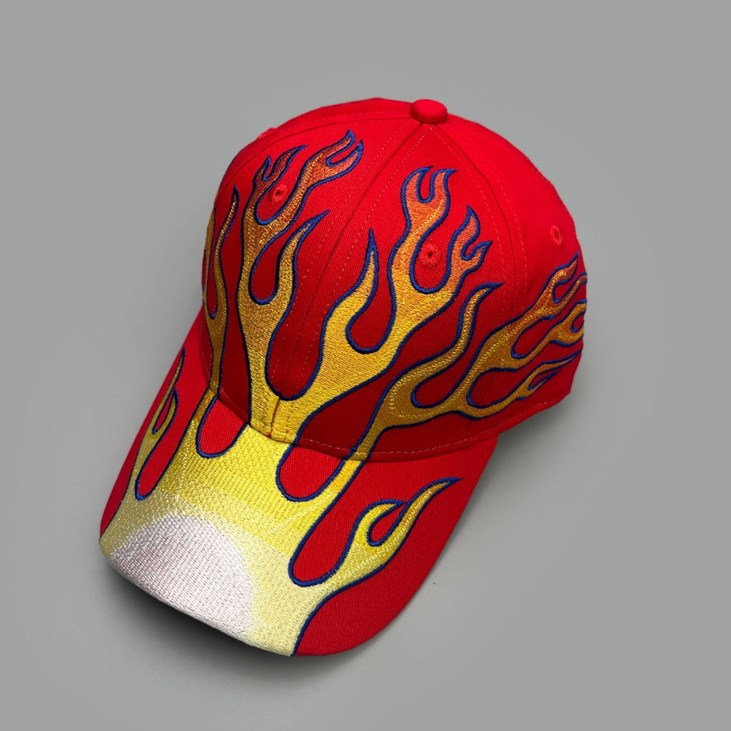 Street Flame Cap (งานปัก): พร้อมส่ง  หมวกเบสบอลปักลายไฟไล่เฉดสี