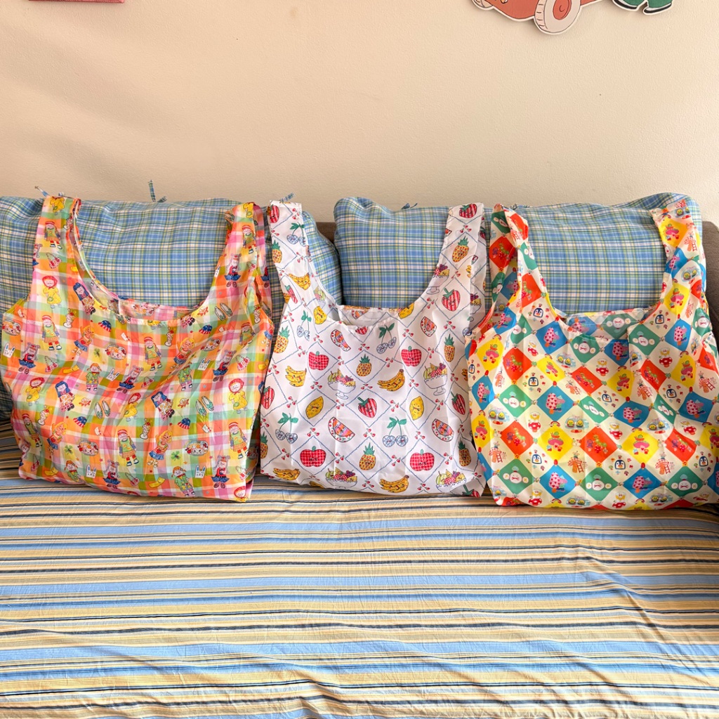 T3D shopping bag กระเป๋าผ้าพับได้ลายน่ารัก