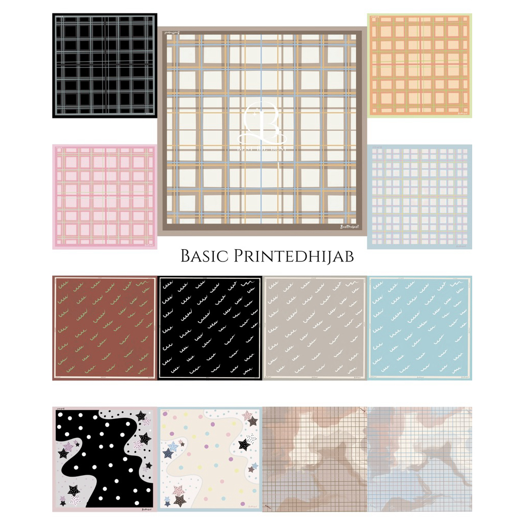 ตระกร้า 3 Basic Printedhijab ฮิญาบพิมพ์ลาย ลายวาดมือ(ผ้าชีฟองเนื้อทราย) 🖌️