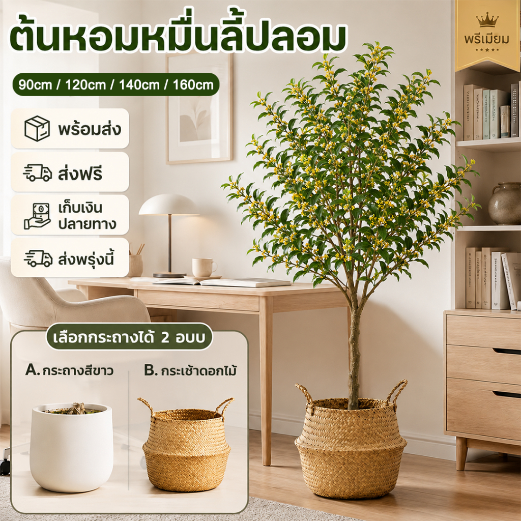🌼osmanthus tree🌼 ต้นไม้เทียม ขนาด90/120/140/160CMเลือกกได้ สไตล์นอร์ดิก การตกแต่งบ้าน ต้นไม้ปลอม