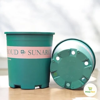 กระถางต้นไม้ สีเขียว 5-11 นิ้ว ระบายน้ำดีแบบพลาสติก กระถางดอกไม้ญี่ปุ่นสีเขียว