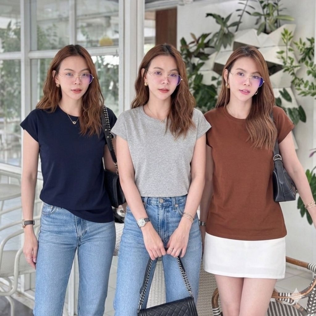 หน้าผ้า36" เสื้อยืดคอกลมแขนขอบช่วยปิดรักแร้ Deezyy ผ้าCotton supersofeมูจิ