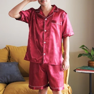 ชุดนอนแพรผู้ชายแขนสั้นขาสั้น นุ่ม ลื่น เย็น ใส่นอนสบาย ระบายอากาศ มีให้เลือกหลายสี