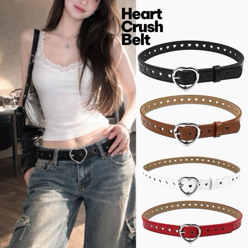 SPND【พร้อมส่ง】เข็มขัดแฟชั่นรูปหัวใจ  ดีไซน์น่ารัก โดดเด่นด้วยหัวเข็มขัดรูปหัวใจ เพิ่มลูกเล่นหัวใจฉลุตลอดเส้น มี4สี(753)