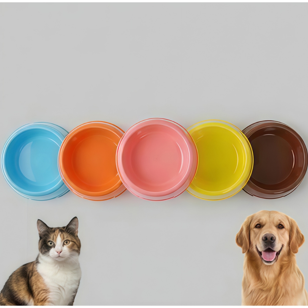 ชามอาหารแมว/หมา เดี่ยว ขนาด14x5.5ซม อาหารสัตว์เลี้ยง ทรงกลม สีสันน่ารัก น้ำหนักเบา