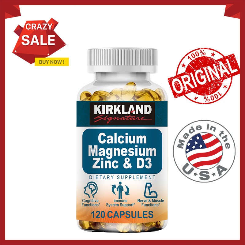 7.7 โปรเด็ด Calcium Magnesium Zinc & D3 แคลเซียม แมกนีเซียม สังกะสี และ ดี3 120 แคปซูล สำหรับการเผาผลาญและการดูดซึ
