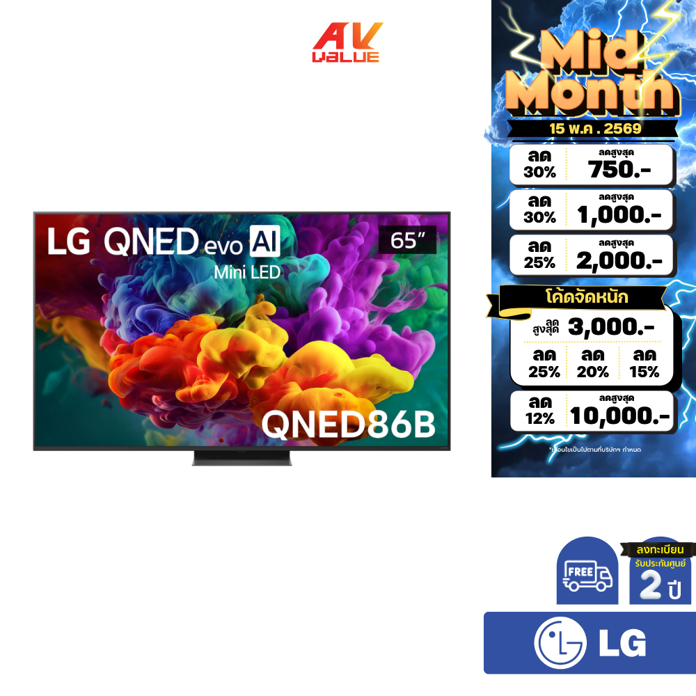 LG QNED evo AI Mini LED 4K TV รุ่น 65QNED86BSA ทีวีขนาด 65 นิ้ว QNED86 Series ( 65QNED86 , 65QNED86B
