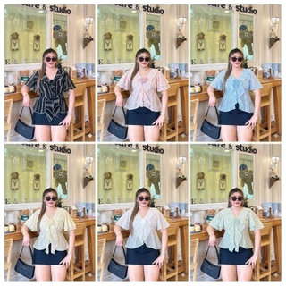 🆕เสื้อ แขนระบายแต่งกุหลาบ ผ้าโรซี่ สม็อคหลัง ทรงเป๊ะ เข้ารูป ใส่แล้วน่ารักมากๆ