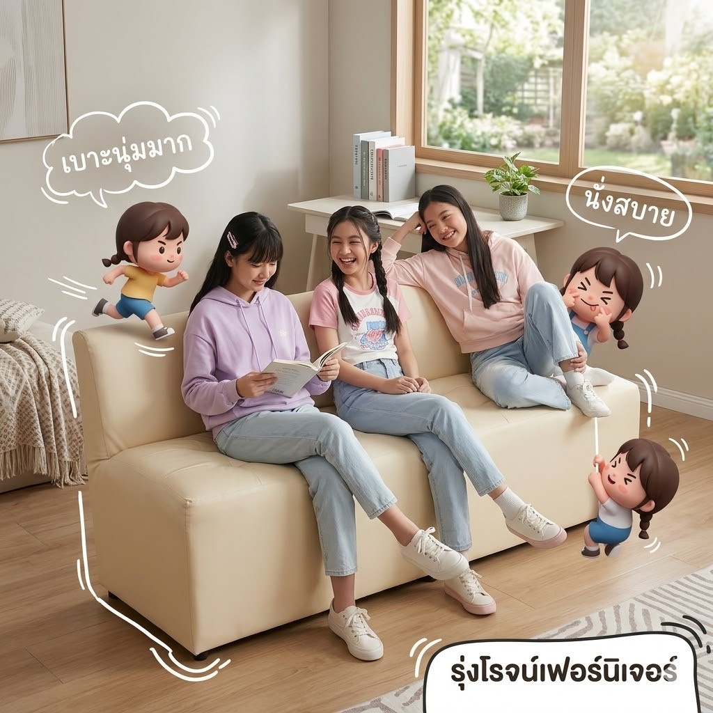 โซฟา 3 ที่นั่ง เก้าอี้รับแขก พิเศษเบาะนุ่ม นั่งสบาย (150 ซม.)