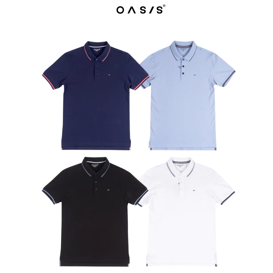 OASIS เสื้อโปโล โปโล ผู้ชาย แขนสั้น ผ้าคอตตอน สแปนเดกซ์ ปกทอลายแจ็คการ์ด รุ่น MPSV-1960 มีให้เลือกถึง 4 สี ดำ