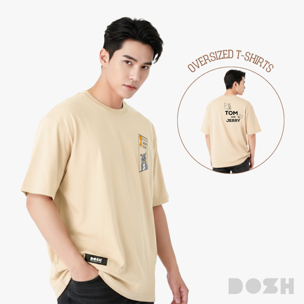 DOSH MEN'S OVERSIZED T-SHIRTS TOM AND JERRY เสื้อยืดโอเวอร์ไซส์ DTJMT5024-CR (M-2XL)