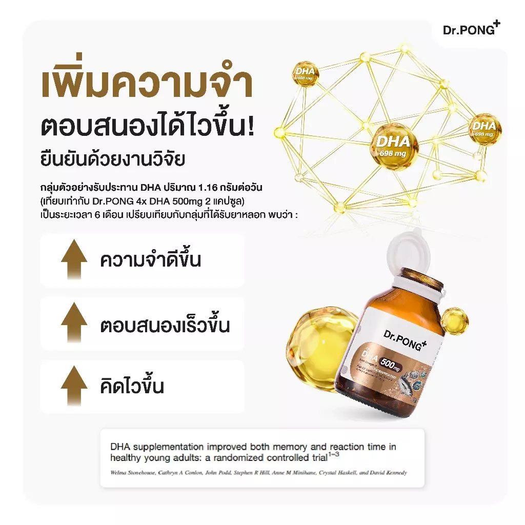 [ช้อปครบ รับฟรี!] Dr.PONG 4X DHA 500 mg น้ำมันปลา โอเมก้า 3 บำรุงสมอง ความจำ สายตา thumbnail 7