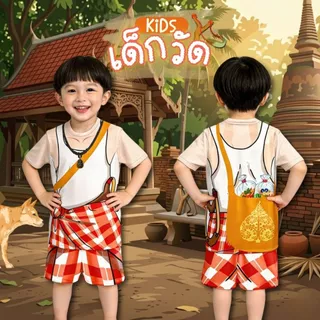 ชุดเซ็ท เสื้อ+กางเกง บีกินคอนแวน ลาย เด็กวัด