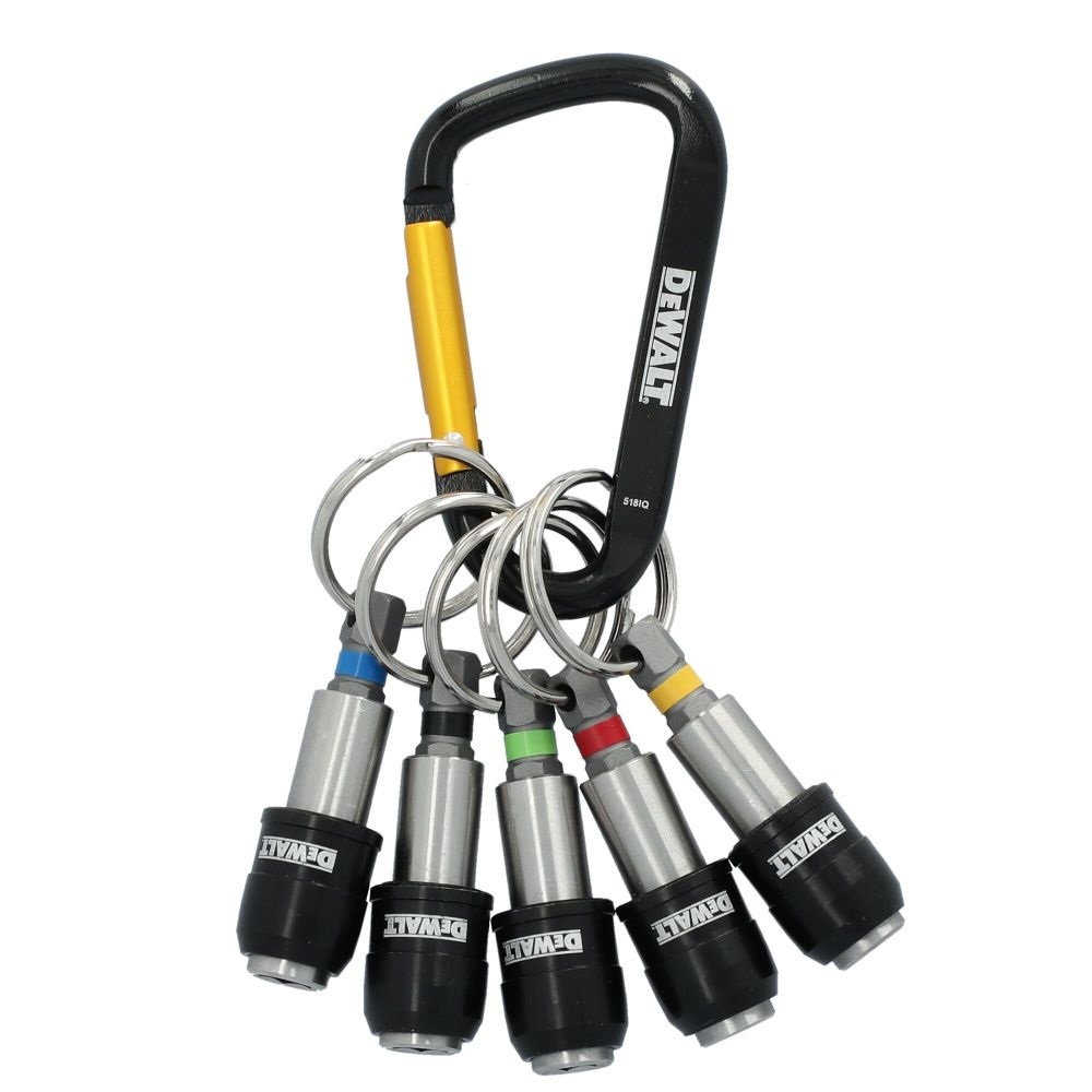 DEWALT DWAFHLDKC5 พวงกุญแจเก็บดอกไขควง 1/4" ก้านหกเหลี่ยม 1 ชุดมี 5 ชิ้น พร้อมตะขอเกี่ยว