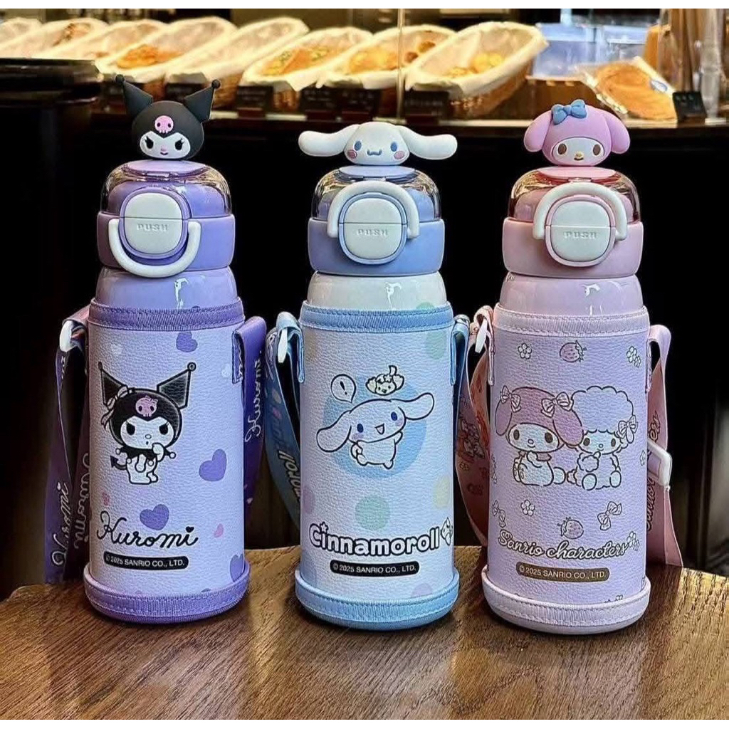 ขวดน้ำเด็ก sanrio เก็บความเย็น 2 in 1 ขนาด 520 ml. สแตนเลส 316 ใช้ได้ทั้งหลอดดูด + ยกดื่ม ฝาปิดสนิท กันน้ำหกได้ 100%