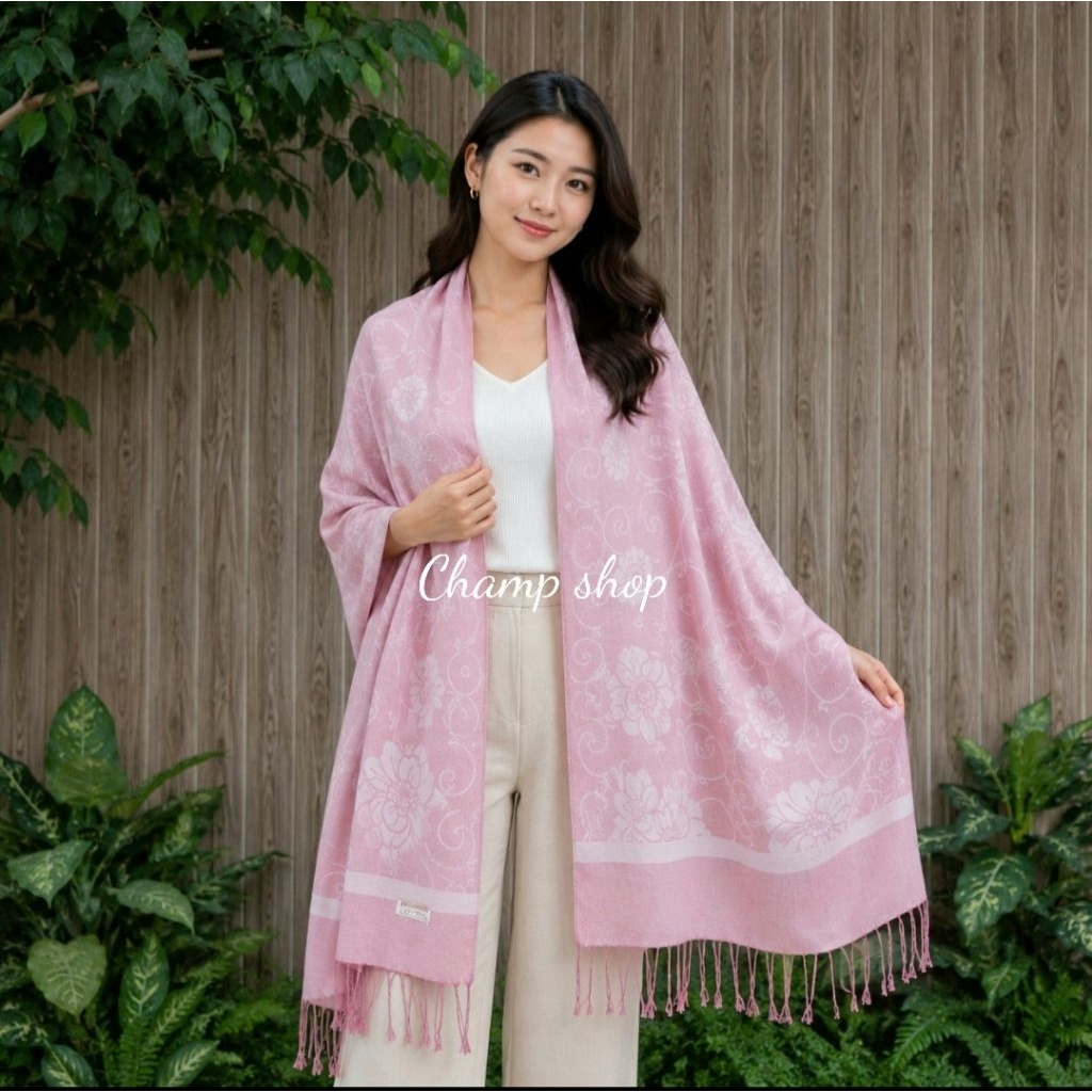 ผ้าพันคอ ผ้าคลุมไหล่ ลายดอกไม้ เนื้อผ้านิ่ม สีสด เป็นของขวัญ ของฝาก