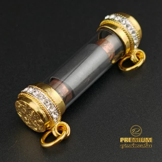 หัวตะกรุดชุบทองแท้งานPremium ฝังเพชรcz เคลือบE-coat สีสวย สีทน ไม่ลอกไม่ดำ (สั่งความยาวหลอดที่ข้อความ)