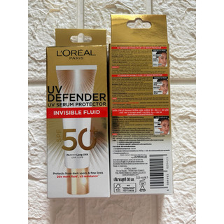 ลอรีอัลปารีส ยูวี ดีเฟนเดอร์ อินวิซิเบิ้ล ฟลูอิด SPF50+PA++++ลอง UVA/UVB 30ml. ของแท้