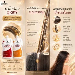 Schwarzkopf Strait Glatt ครีมยืดผม สูตรซาลอน ผมตรงลื่น ลดชี้ฟู ผมเงากระจก บำรุงผมเสีย 400ml x2 นำเข้าจากเยอรมัน