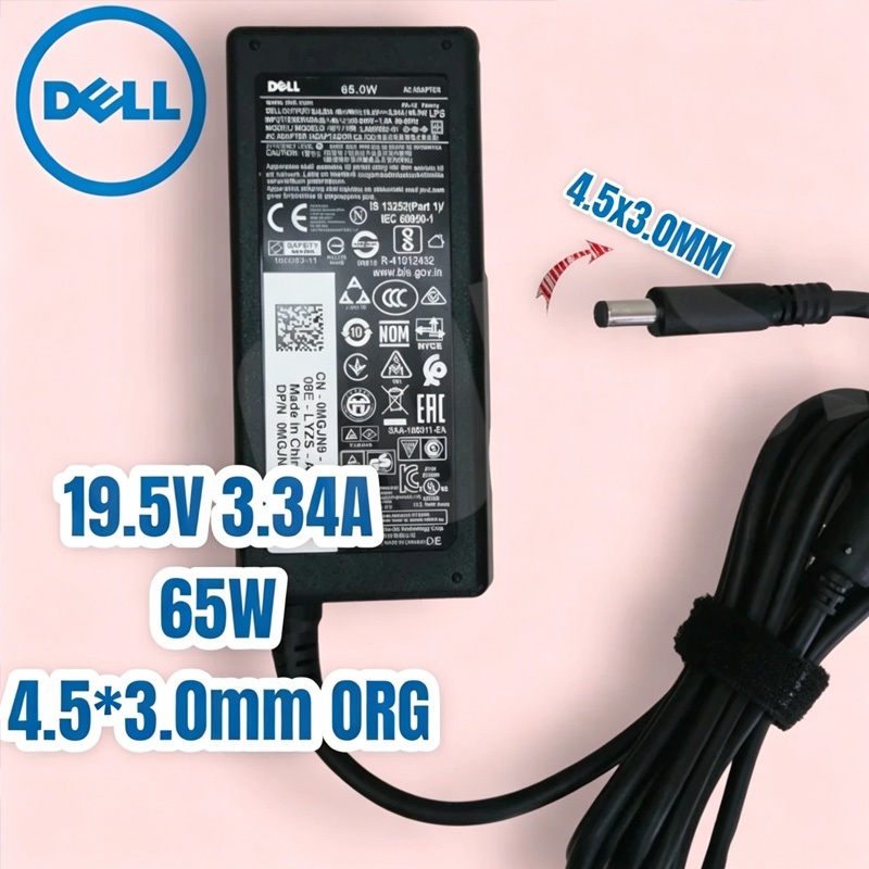 Dell Adapter (genuine) 19.5V/3.34A 65W, head size 4.5*3.0 mm, Dell charging cable, Dell adapter, charging cable.